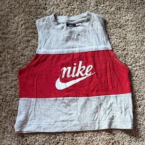 Nike Red and Heather Gray Colorblock Crop Tank
